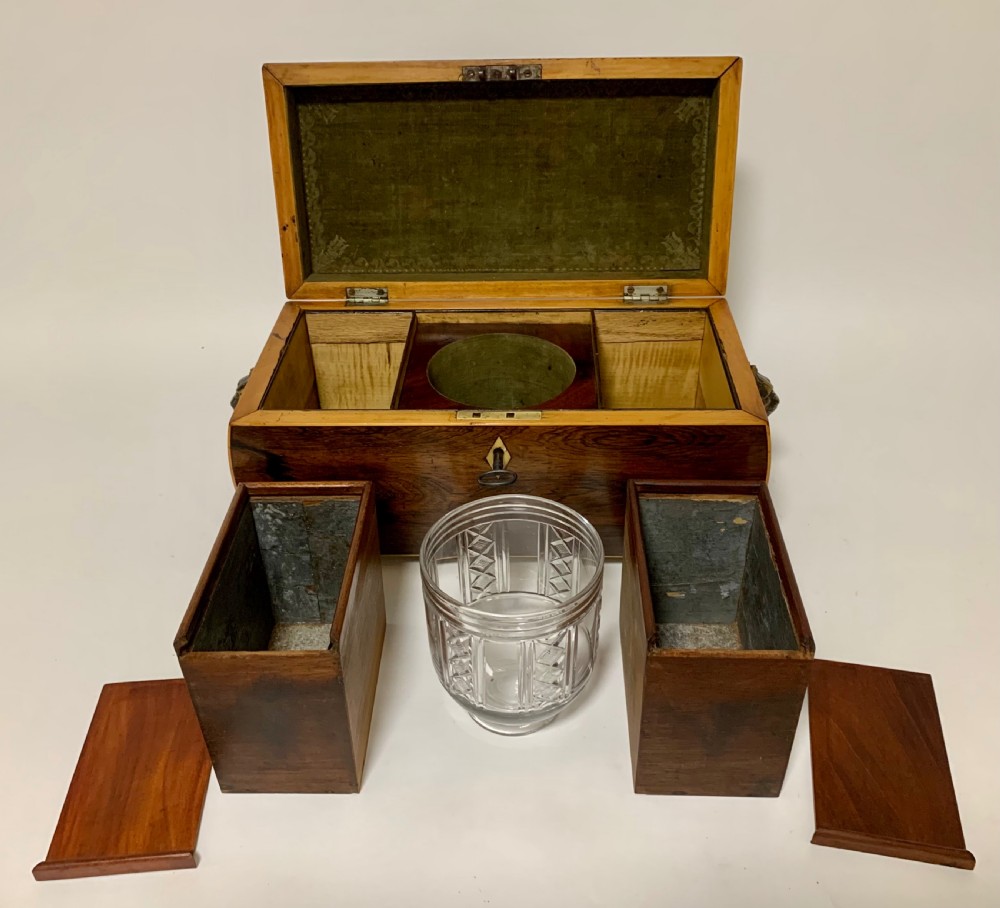 Regency Rosewood Bombe Tea Caddy View XIV
