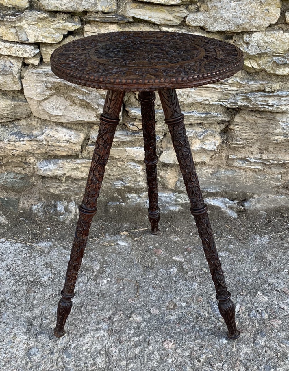 Small Antique Anglo Indian Carved Table