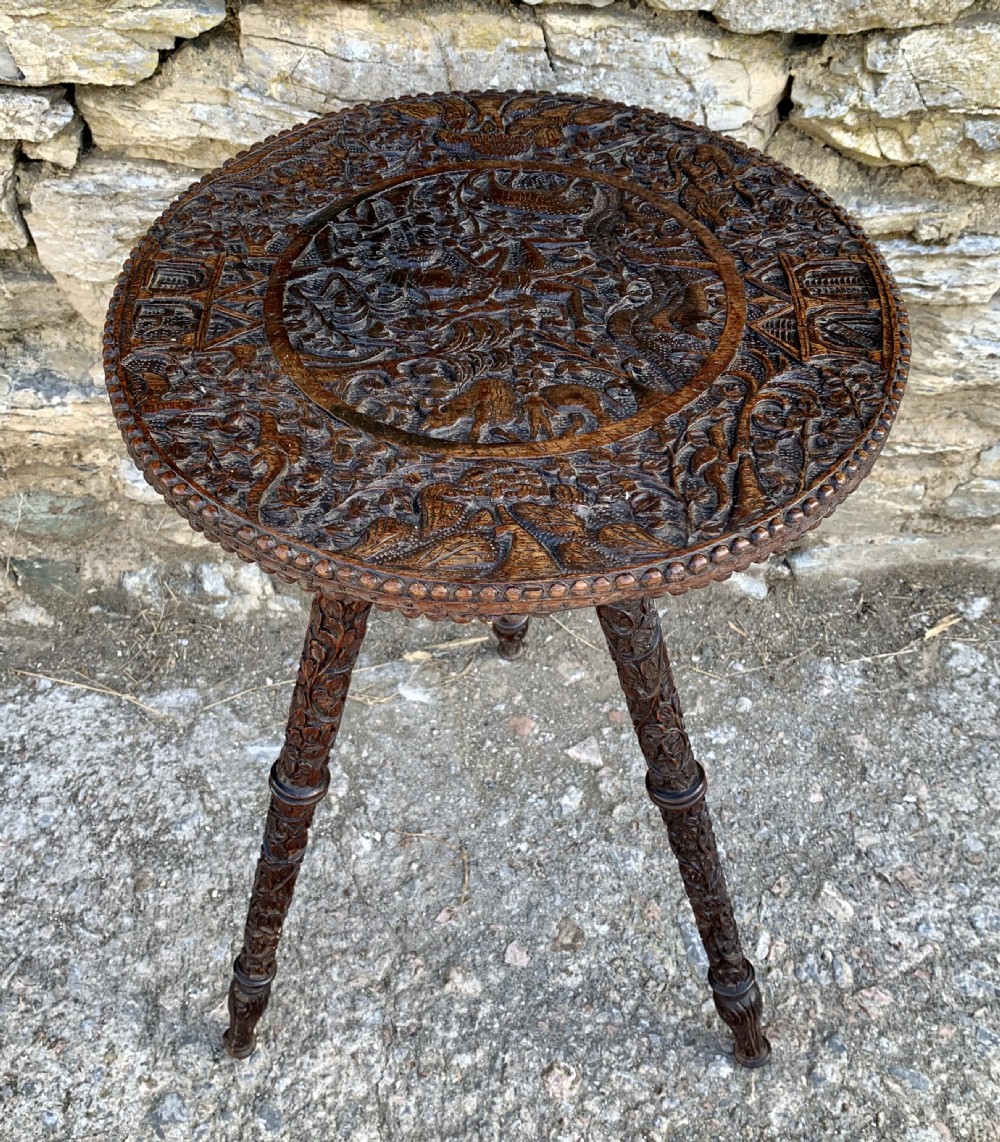 Small Antique Anglo Indian Carved Table View II