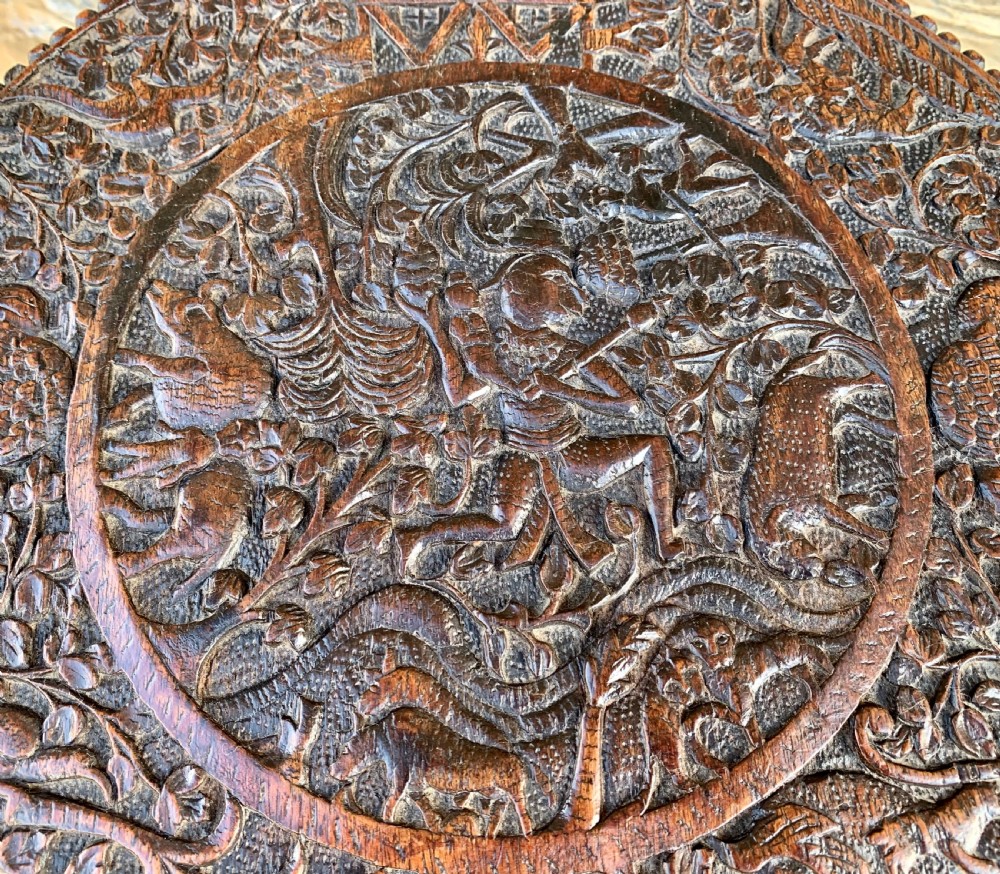 Small Antique Anglo Indian Carved Table View V