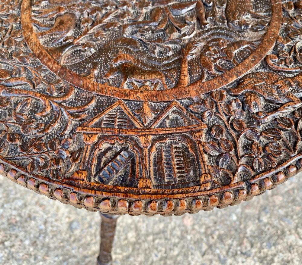 Small Antique Anglo Indian Carved Table View VIII