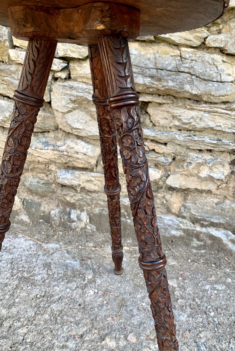 Small Antique Anglo Indian Carved Table View XI