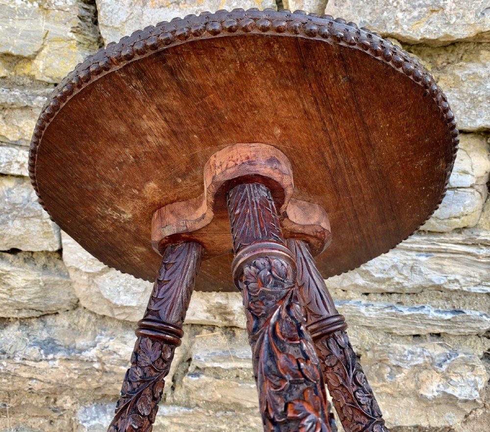 Small Antique Anglo Indian Carved Table View XVI