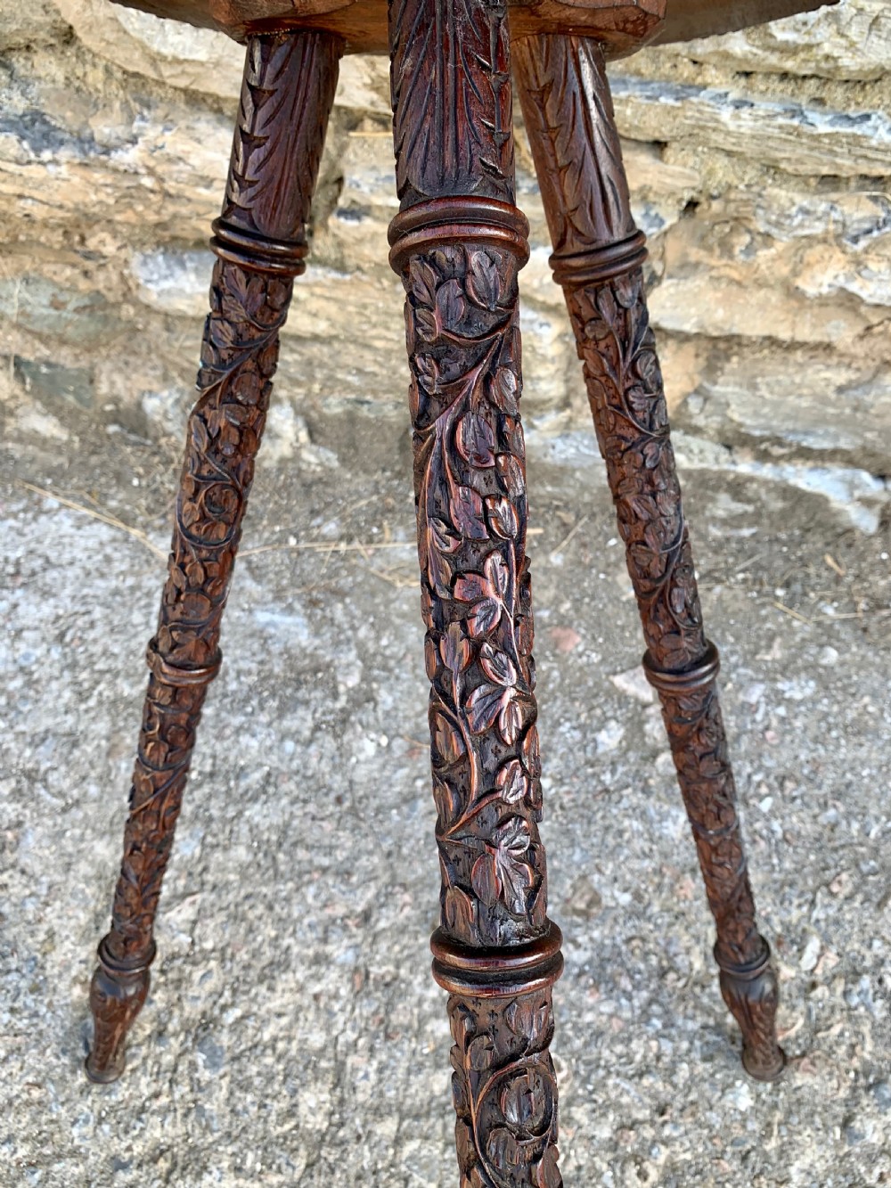 Small Antique Anglo Indian Carved Table View XVII
