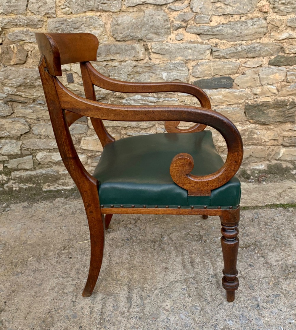Regency Mahogany Scroll Arm Carver Chair View VIII