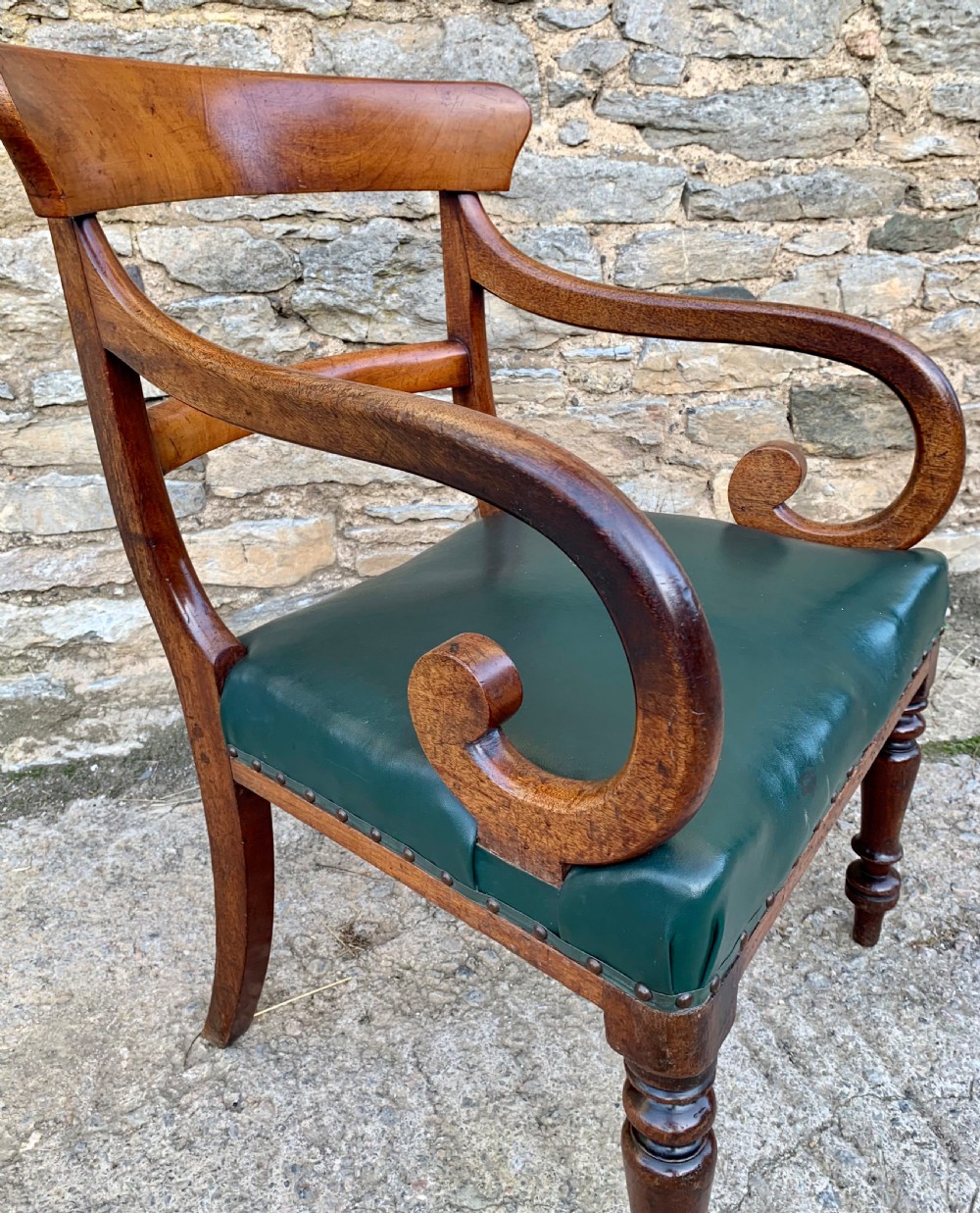 Regency Mahogany Scroll Arm Carver Chair View X