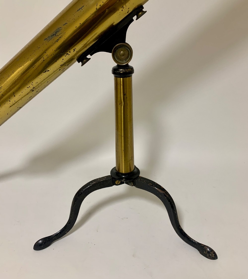 Antique Victorian Brass Library Telescope on Tripod View II