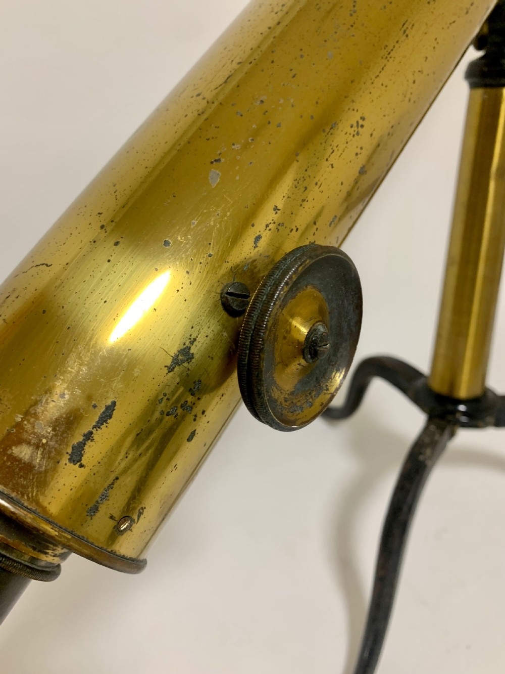 Antique Victorian Brass Library Telescope on Tripod View V