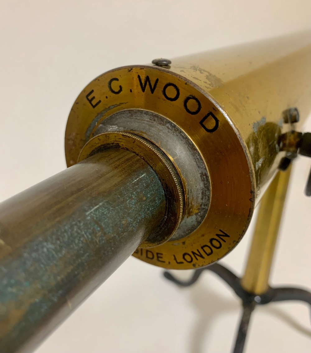 Antique Victorian Brass Library Telescope on Tripod View VI