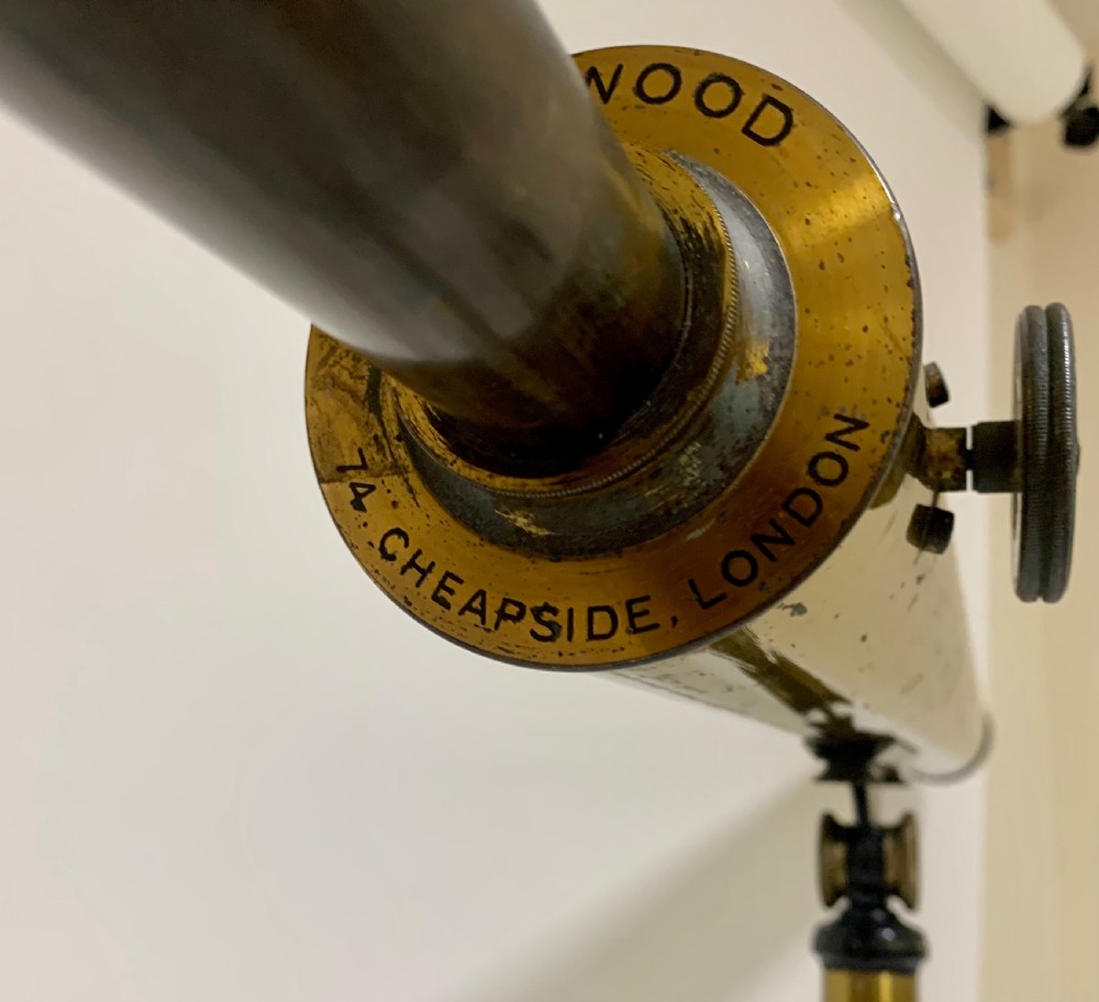 Antique Victorian Brass Library Telescope on Tripod View VII