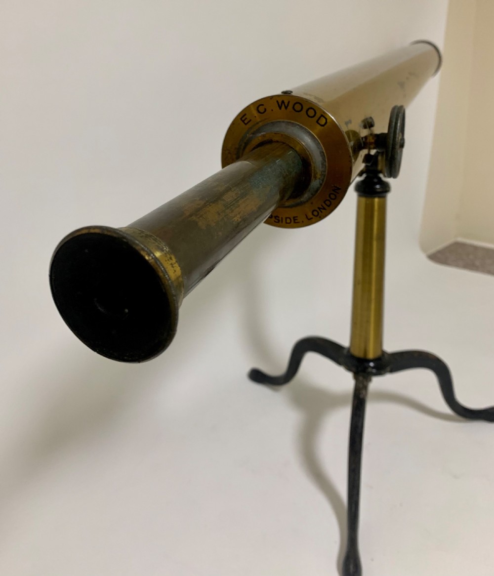 Antique Victorian Brass Library Telescope on Tripod View VIII