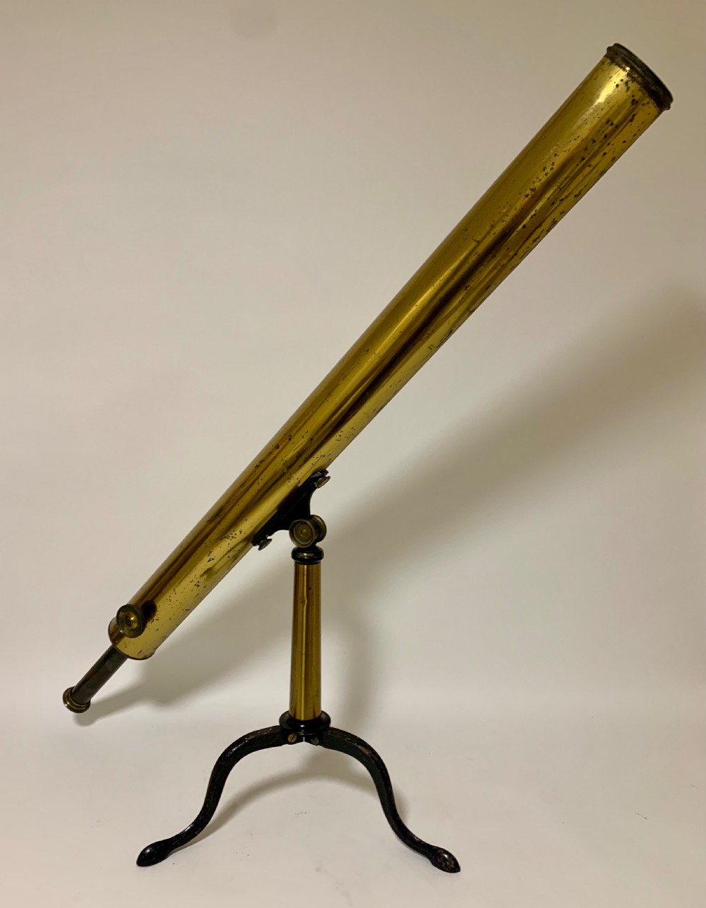 Antique Victorian Brass Library Telescope on Tripod View X