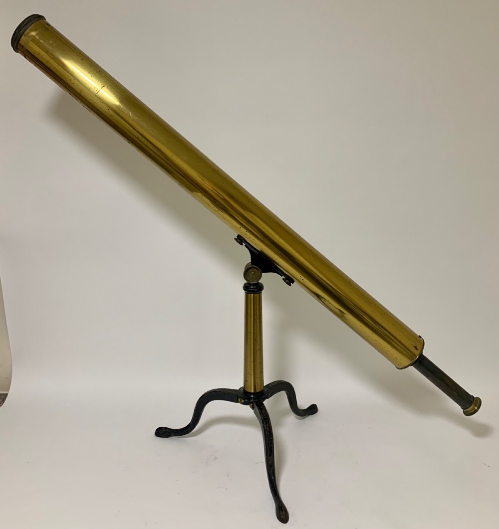 Antique Victorian Brass Library Telescope on Tripod View XI