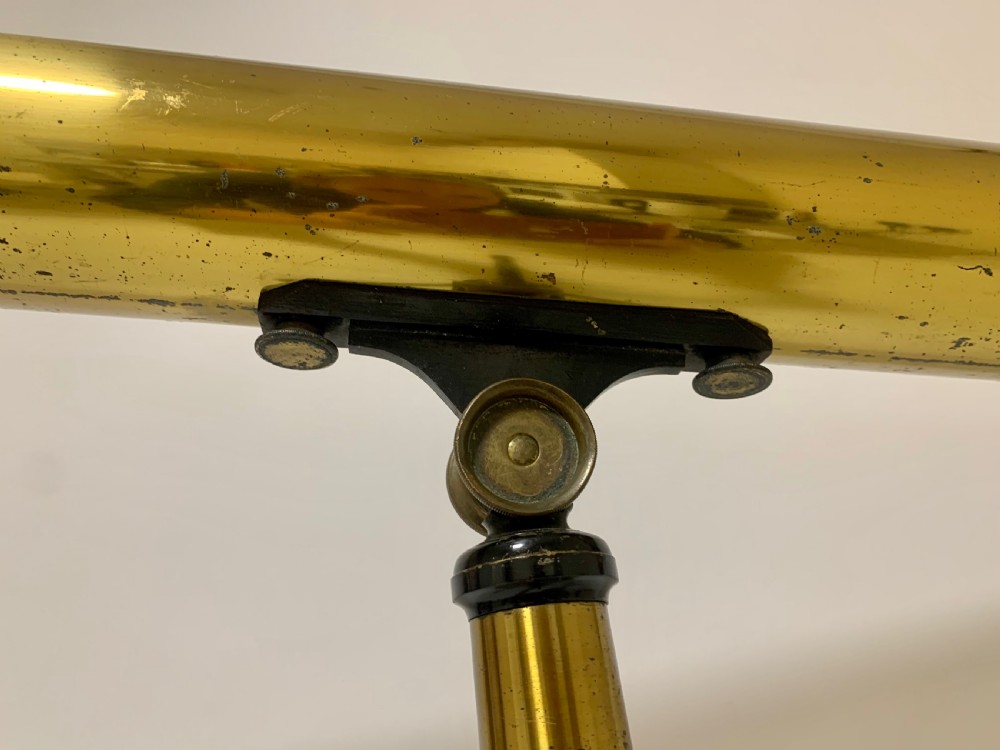 Antique Victorian Brass Library Telescope on Tripod View XIV