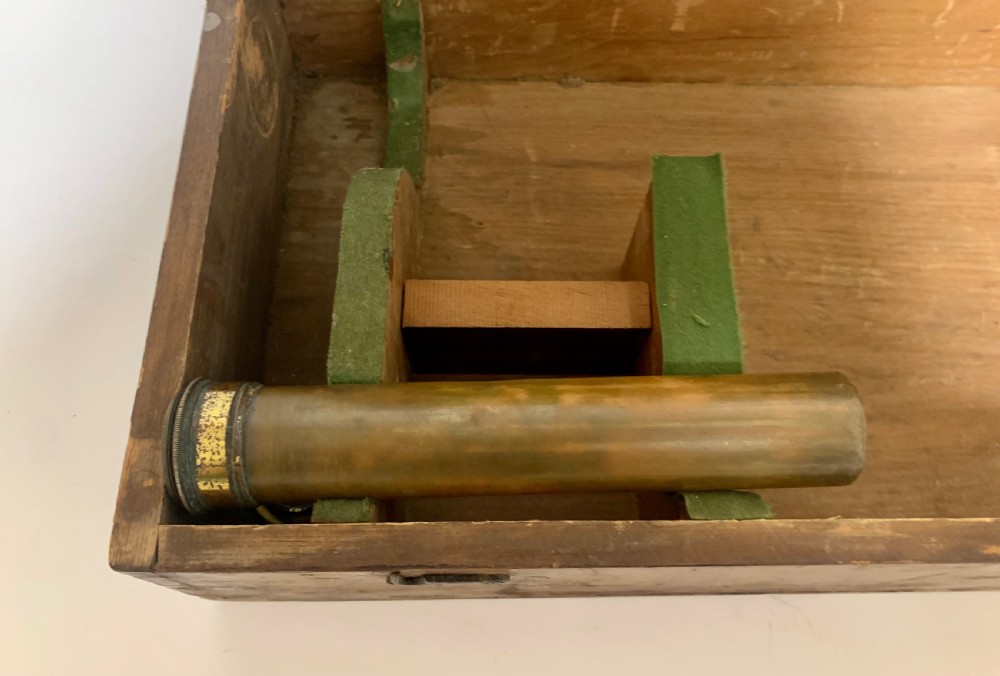 Antique Victorian Brass Library Telescope on Tripod View XIX