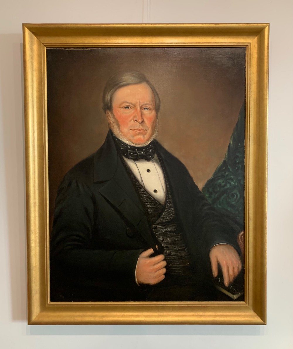 Large Antique Oil on Canvas Portrait of John Share
