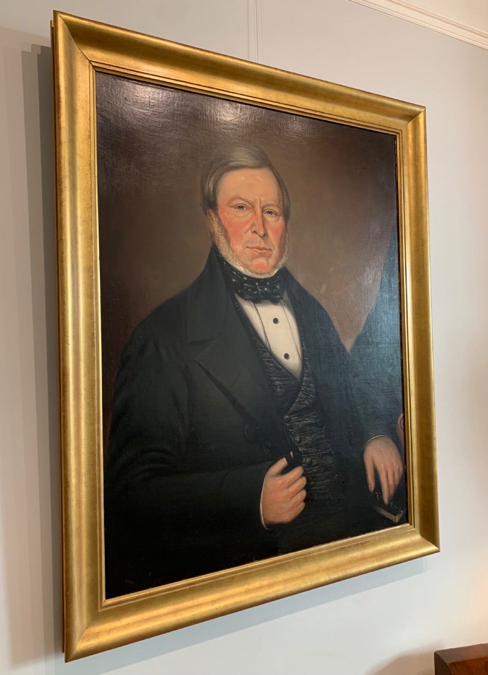 Large Antique Oil on Canvas Portrait of John Share View VI