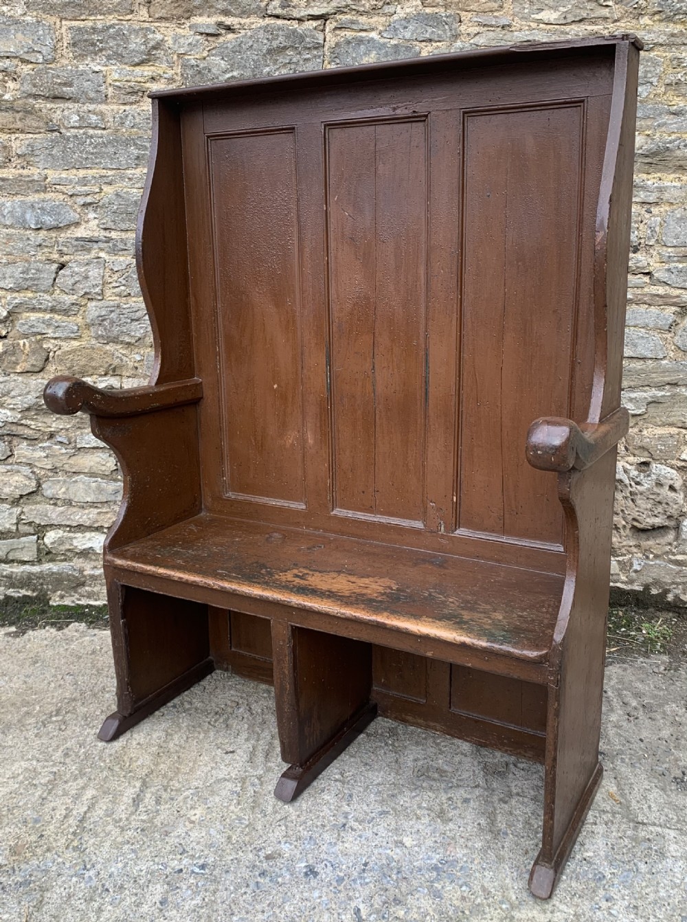 Antique Westcountry Pine Tavern Settle View VIII