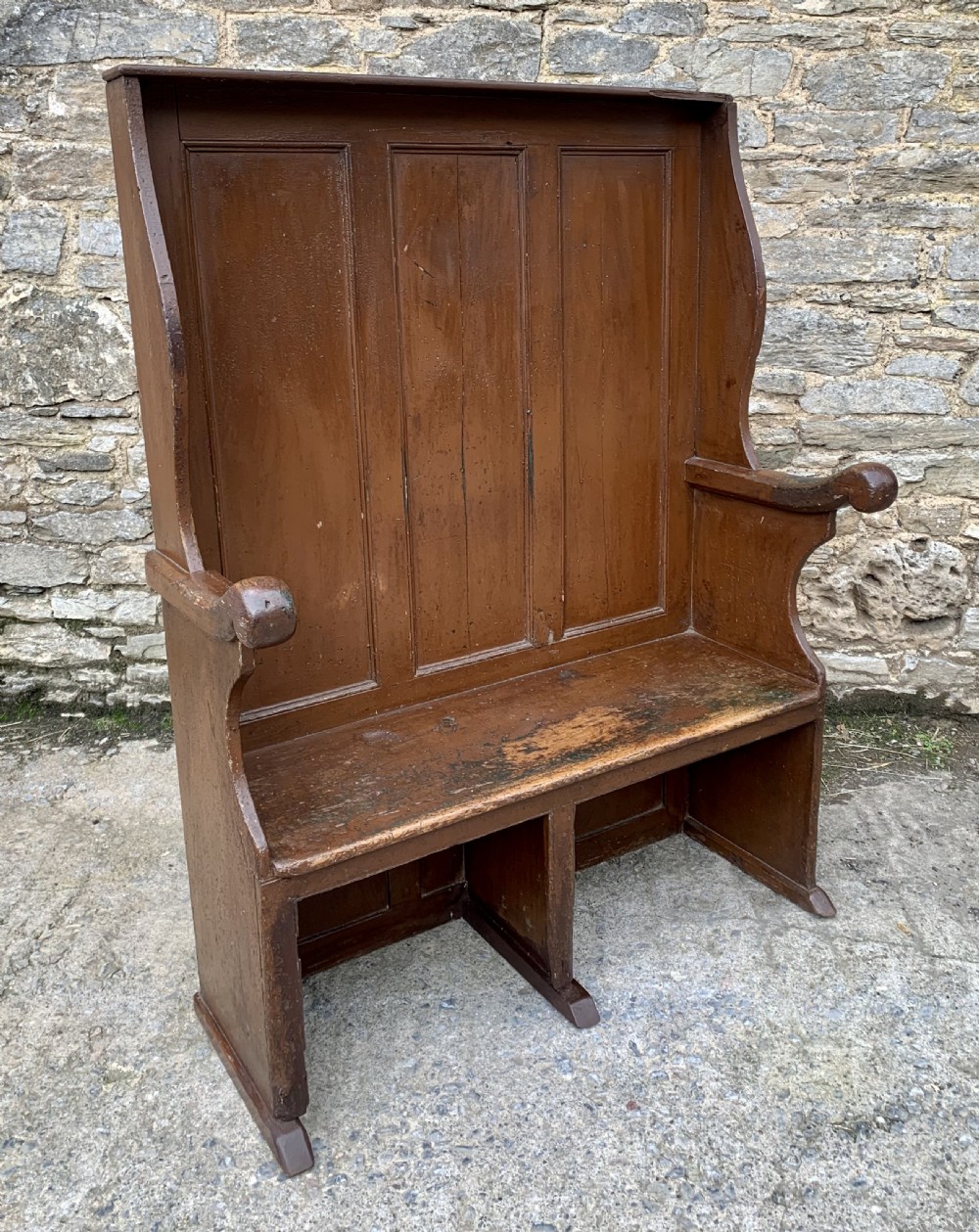 Antique Westcountry Pine Tavern Settle View XVI