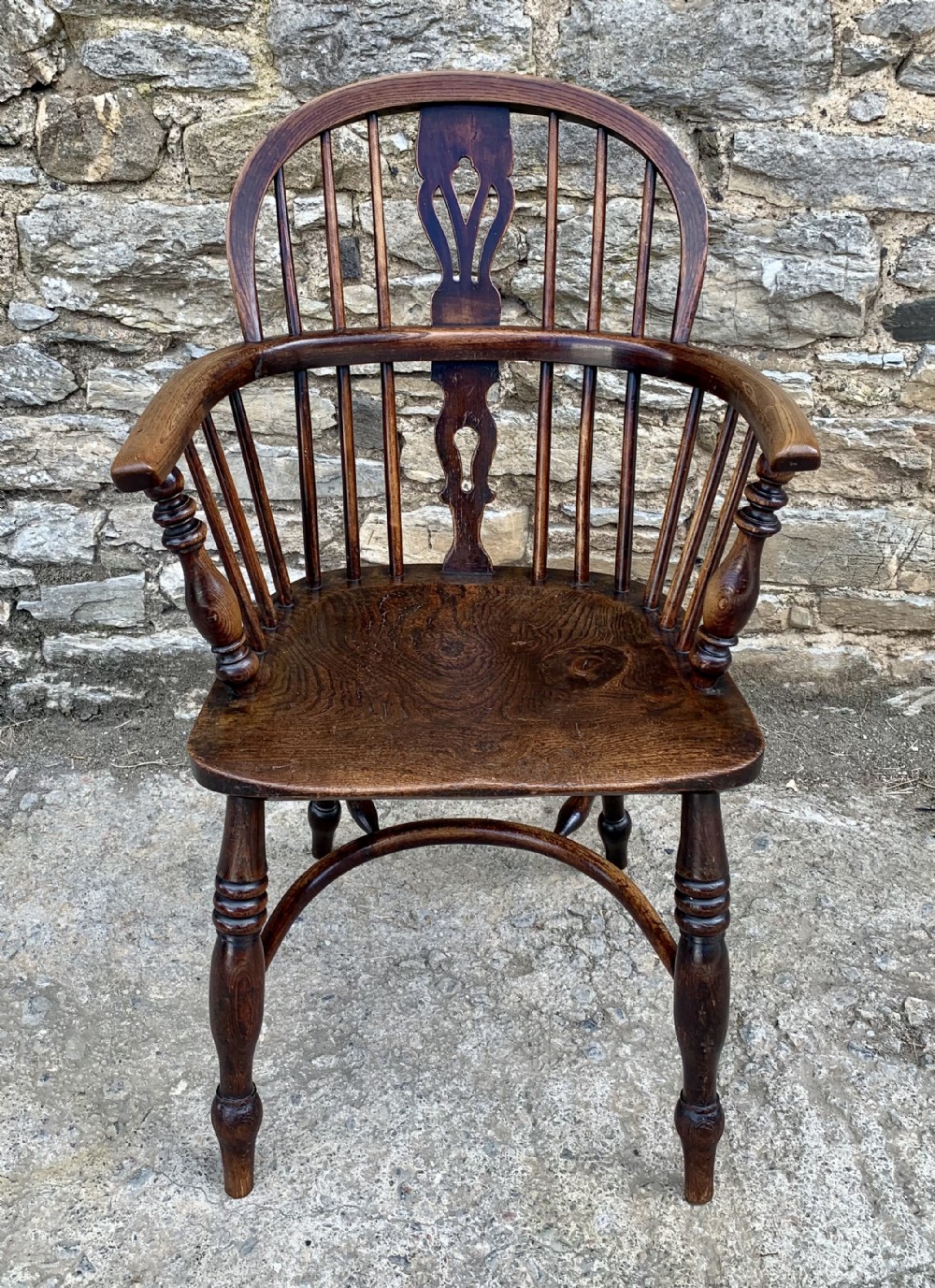 Antique Hoop Back Windsor Chair with Crinoline Stretcher