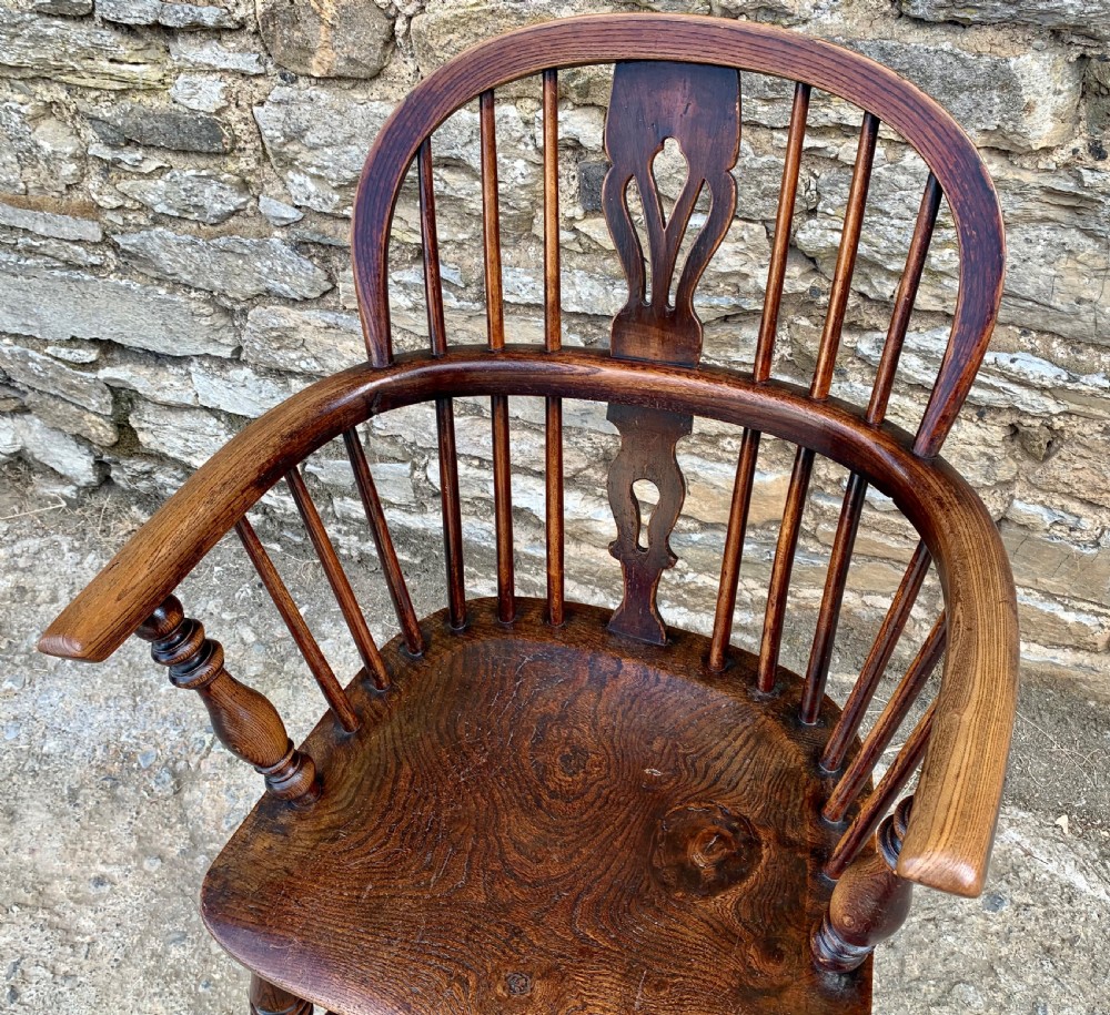 Antique Hoop Back Windsor Chair with Crinoline Stretcher View V