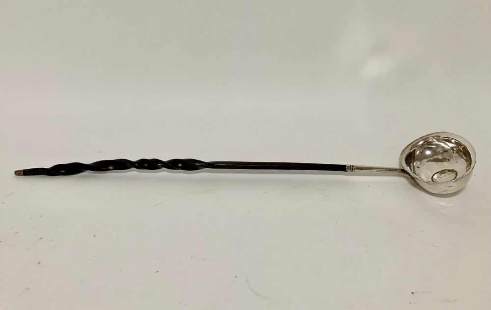 Antique Georgian Solid Silver Toddy Ladle with Shilling Coin