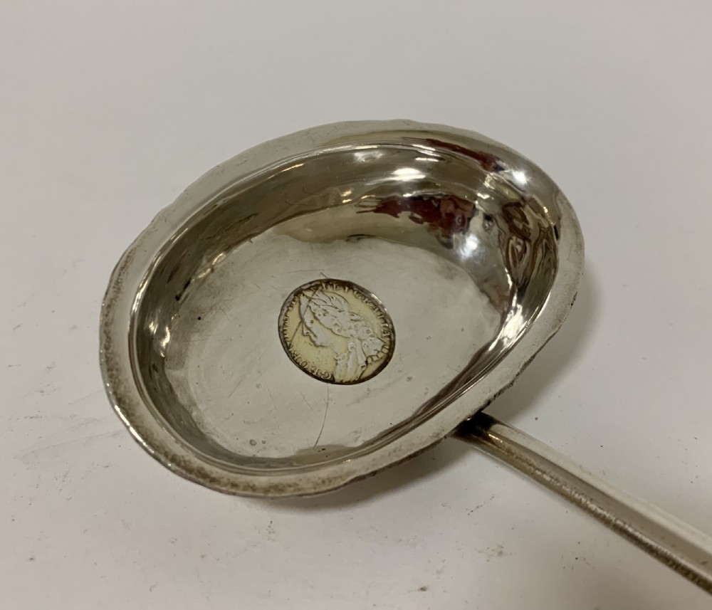 Antique Georgian Solid Silver Toddy Ladle with Shilling Coin View IV