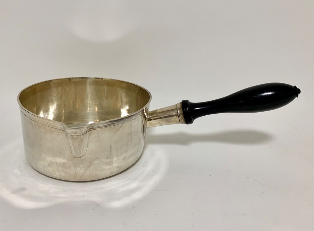 Large Antique French Solid Silver Brandy Pan