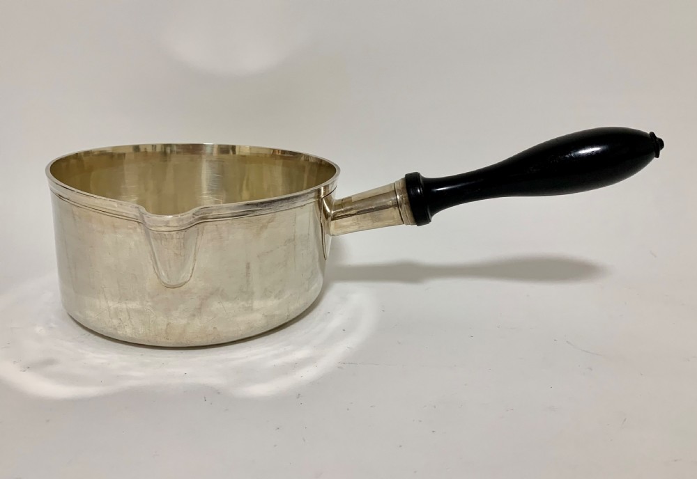 Large Antique French Solid Silver Brandy Pan View III