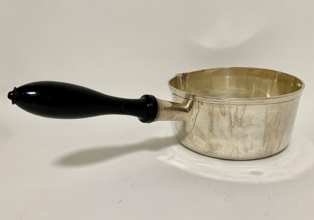 Large Antique French Solid Silver Brandy Pan View IV