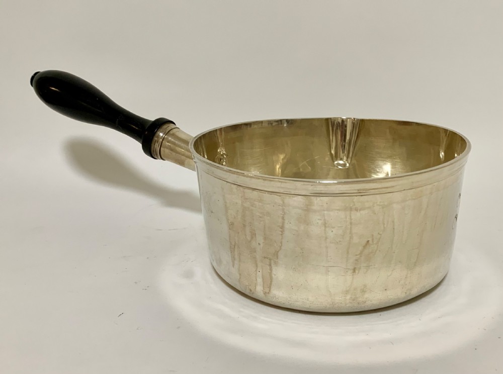 Large Antique French Solid Silver Brandy Pan View V