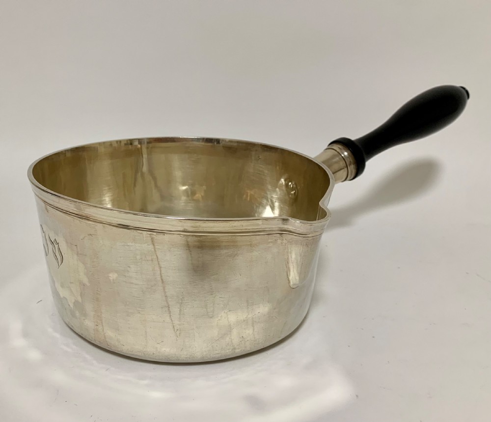 Large Antique French Solid Silver Brandy Pan View VI