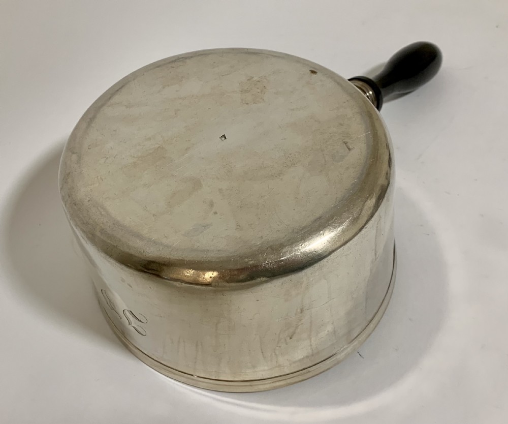 Large Antique French Solid Silver Brandy Pan View XV