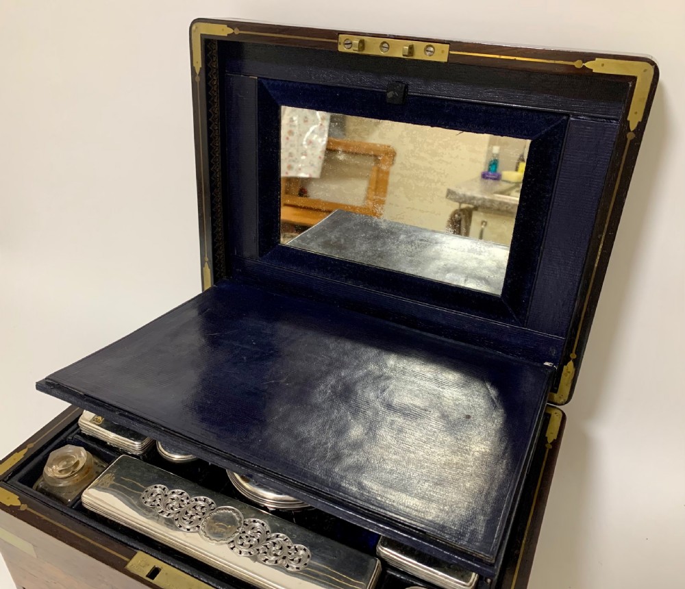 Victorian Rosewood Sterling Silver Vanity Box View VI