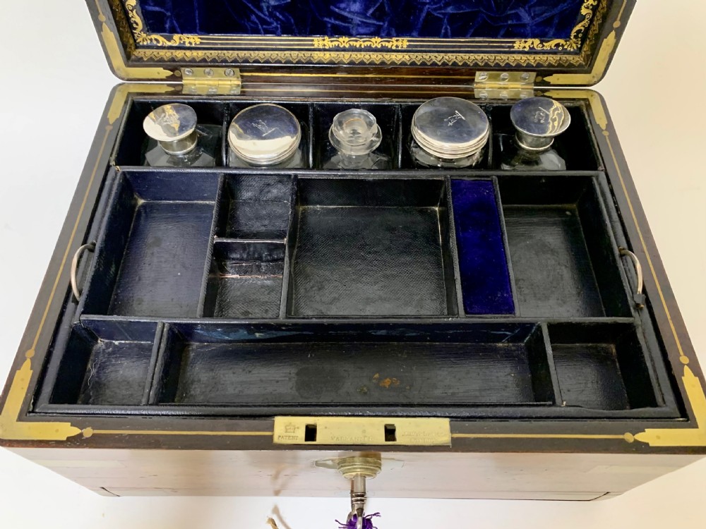 Victorian Rosewood Sterling Silver Vanity Box View XIII