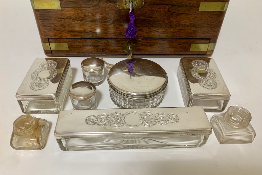 Victorian Rosewood Sterling Silver Vanity Box View XV