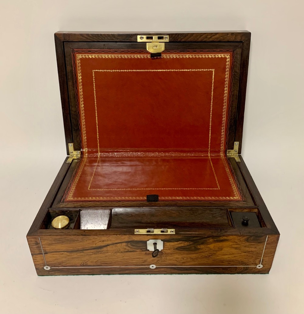 Victorian Rosewood Mother of Pearl Inlaid Writing Slope