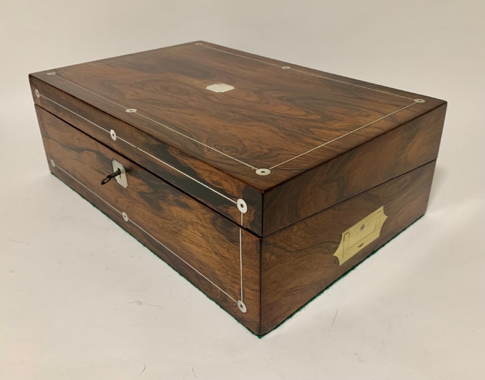 Victorian Rosewood Mother of Pearl Inlaid Writing Slope View II