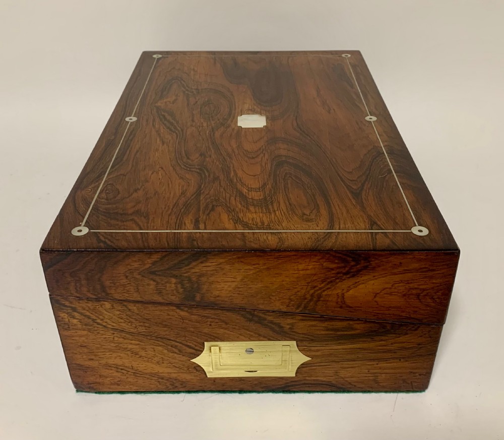Victorian Rosewood Mother of Pearl Inlaid Writing Slope View III