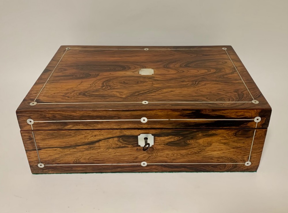 Victorian Rosewood Mother of Pearl Inlaid Writing Slope View IV