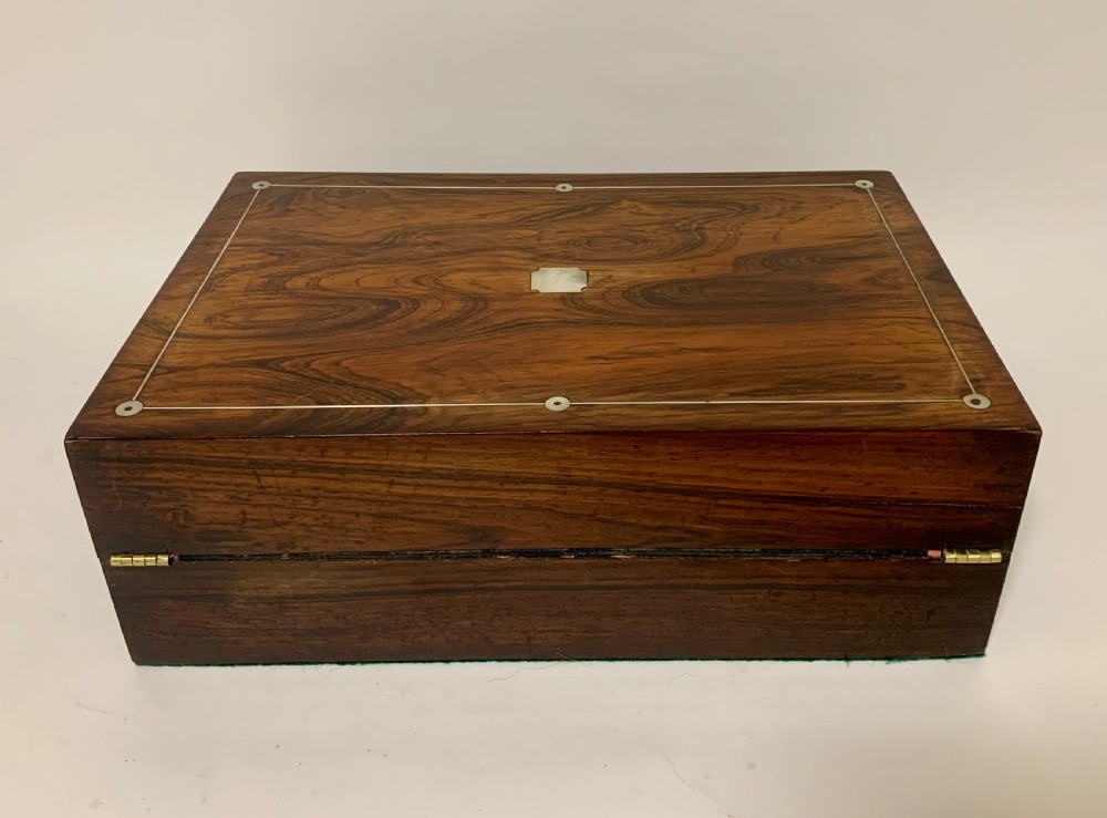 Victorian Rosewood Mother of Pearl Inlaid Writing Slope View V