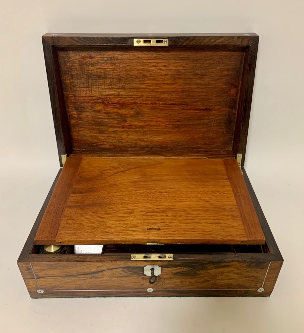 Victorian Rosewood Mother of Pearl Inlaid Writing Slope View VII