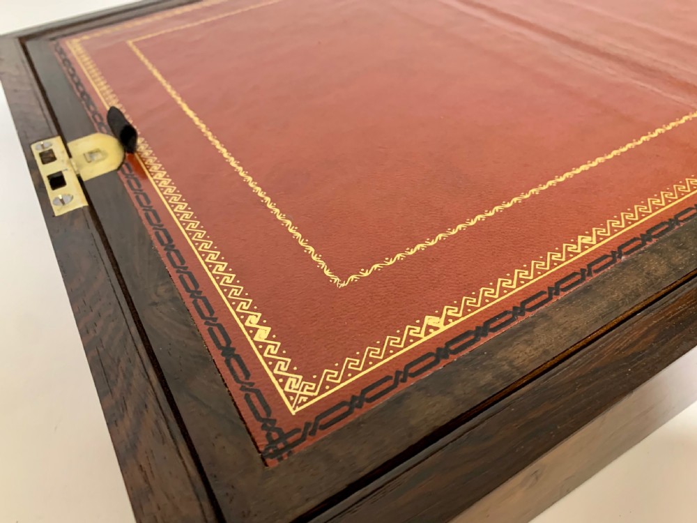 Victorian Rosewood Mother of Pearl Inlaid Writing Slope View IX
