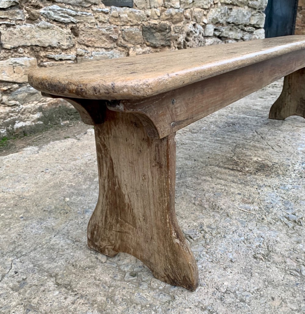 Antique Bleached Oak Bench View XII