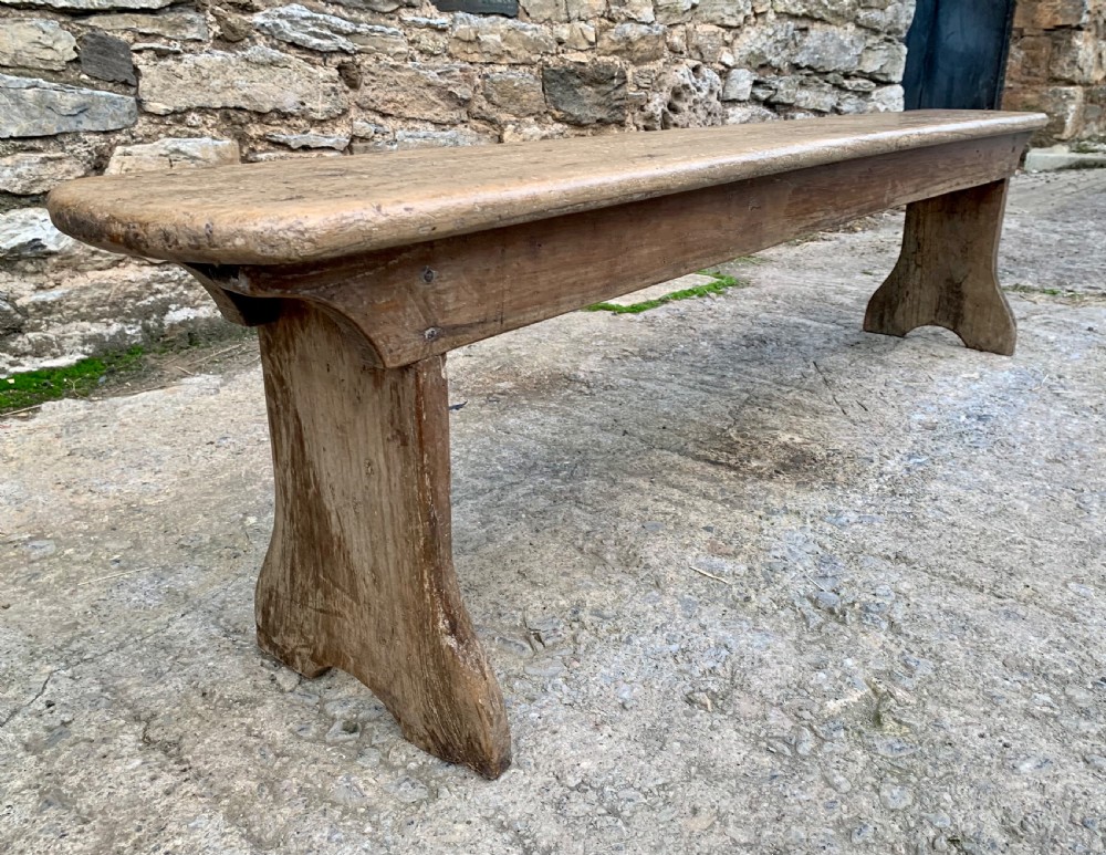 Antique Bleached Oak Bench View XIII