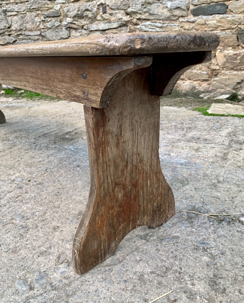 Antique Bleached Oak Bench View XIV