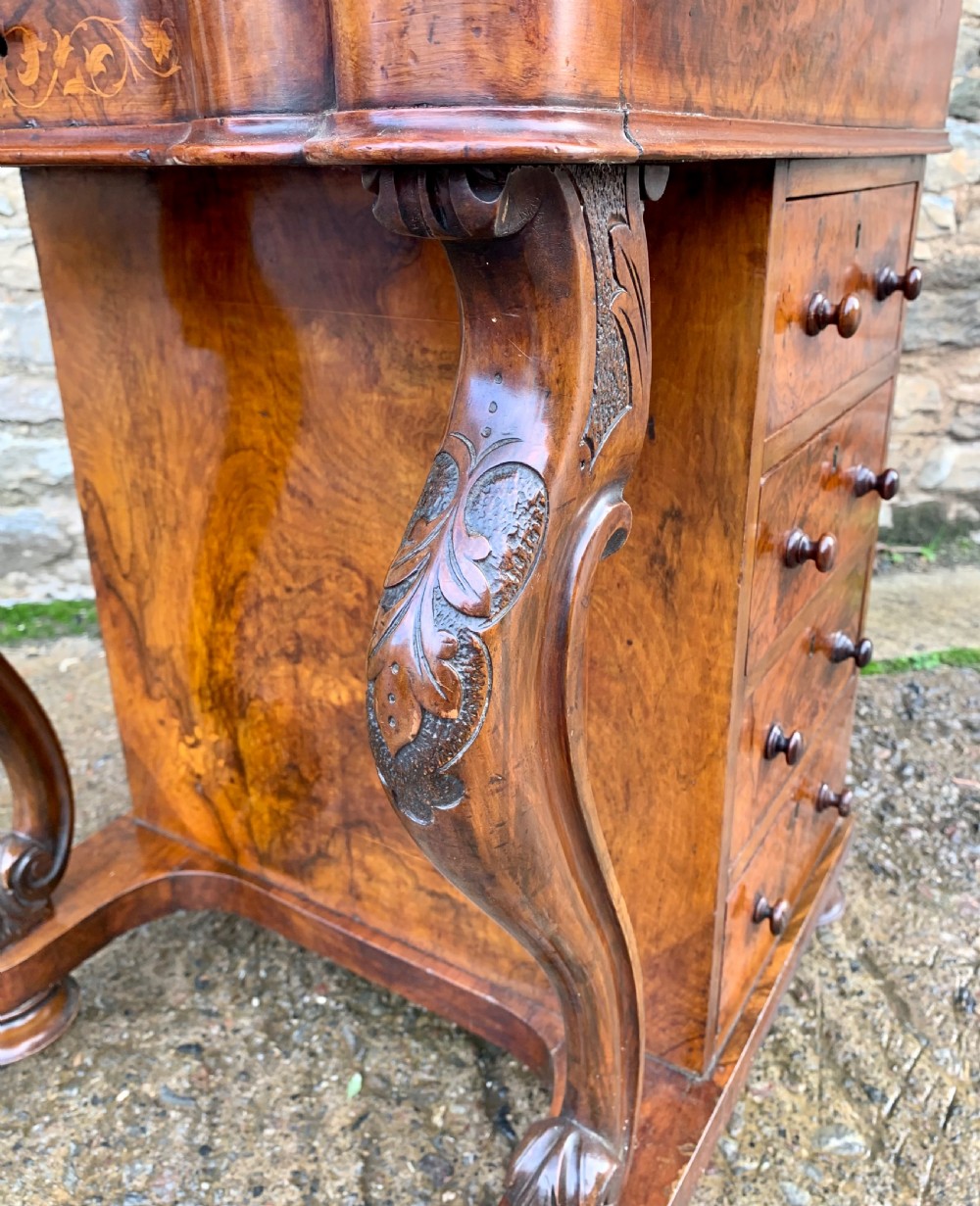Victorian Burr Walnut Davenport View XI