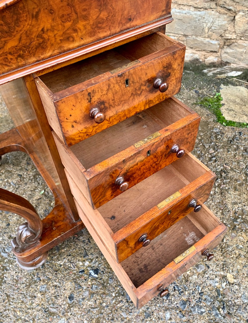 Victorian Burr Walnut Davenport View XII