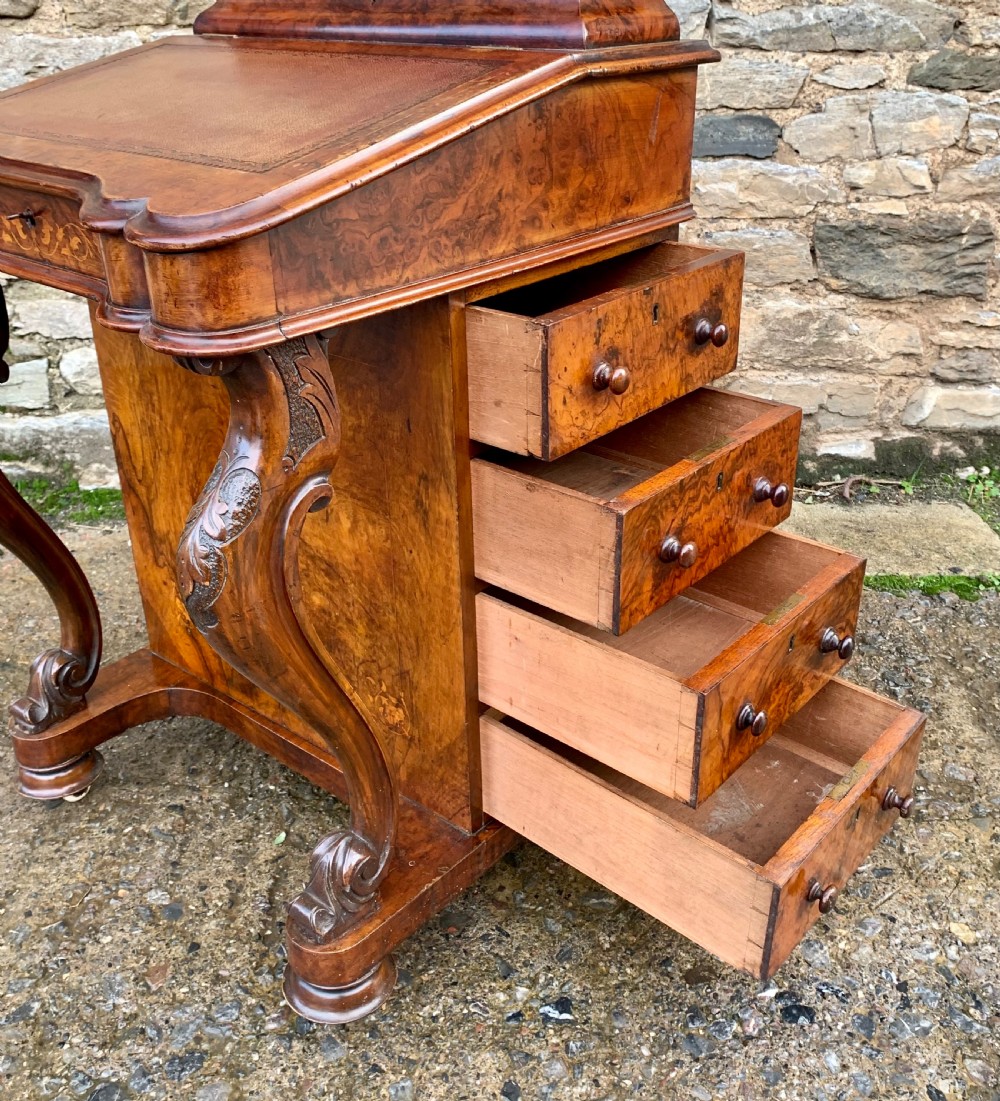 Victorian Burr Walnut Davenport View XIII