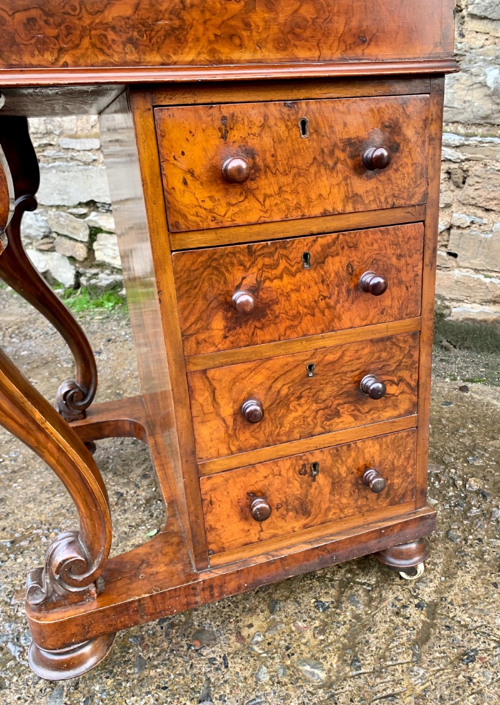 Victorian Burr Walnut Davenport View XIV